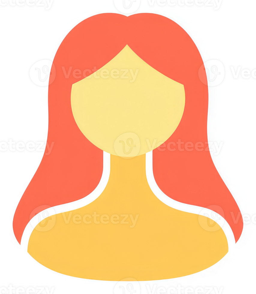 A simple stylized icon of a woman with reddish-orange hair. png