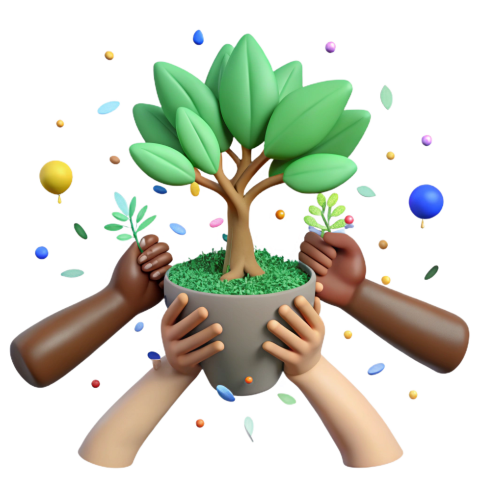 extraordinary rustic Diverse Hands Planting Tree Sapling Transparent Background professional png