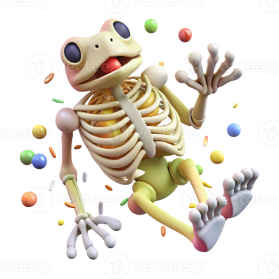 impressive rustic Frog Skeleton Cutout Isolated Scientific Illustration professional png