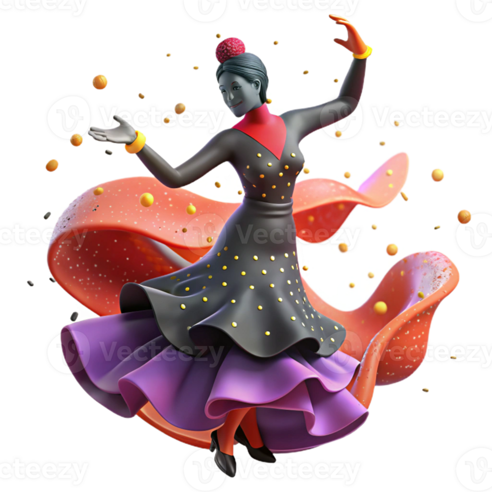 beautiful contemporary Flamenco Dancer Silhouette Isolated Dynamic Pose high quality png