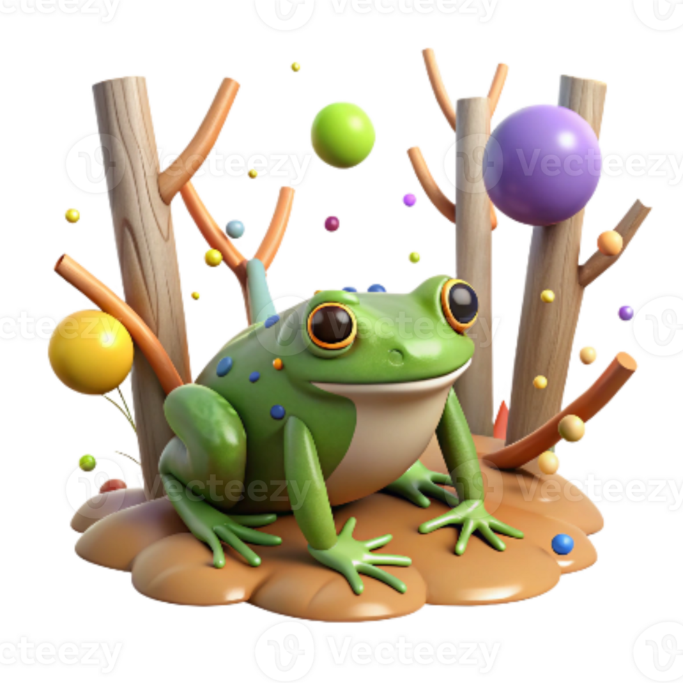dramatic rustic Endangered Frog Amongst Fallen Trees Transparent Background png
