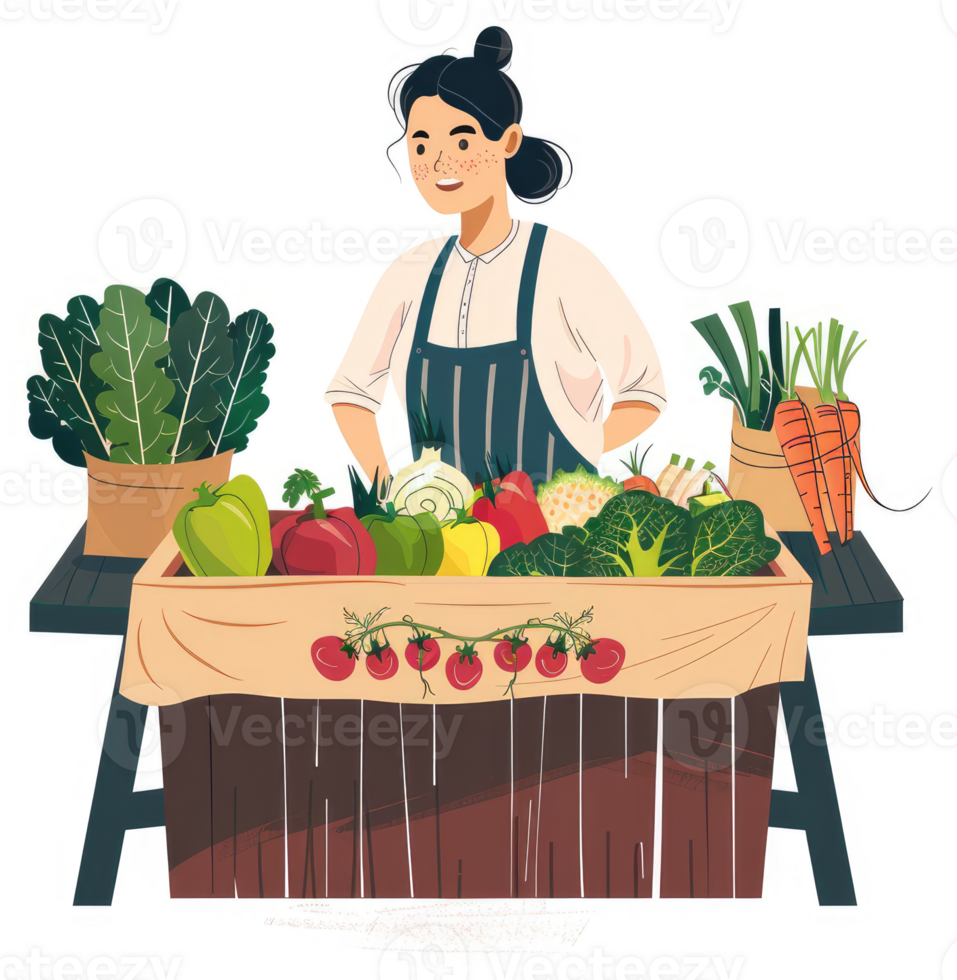 A friendly farmer's market stall brimming with fresh produce. png