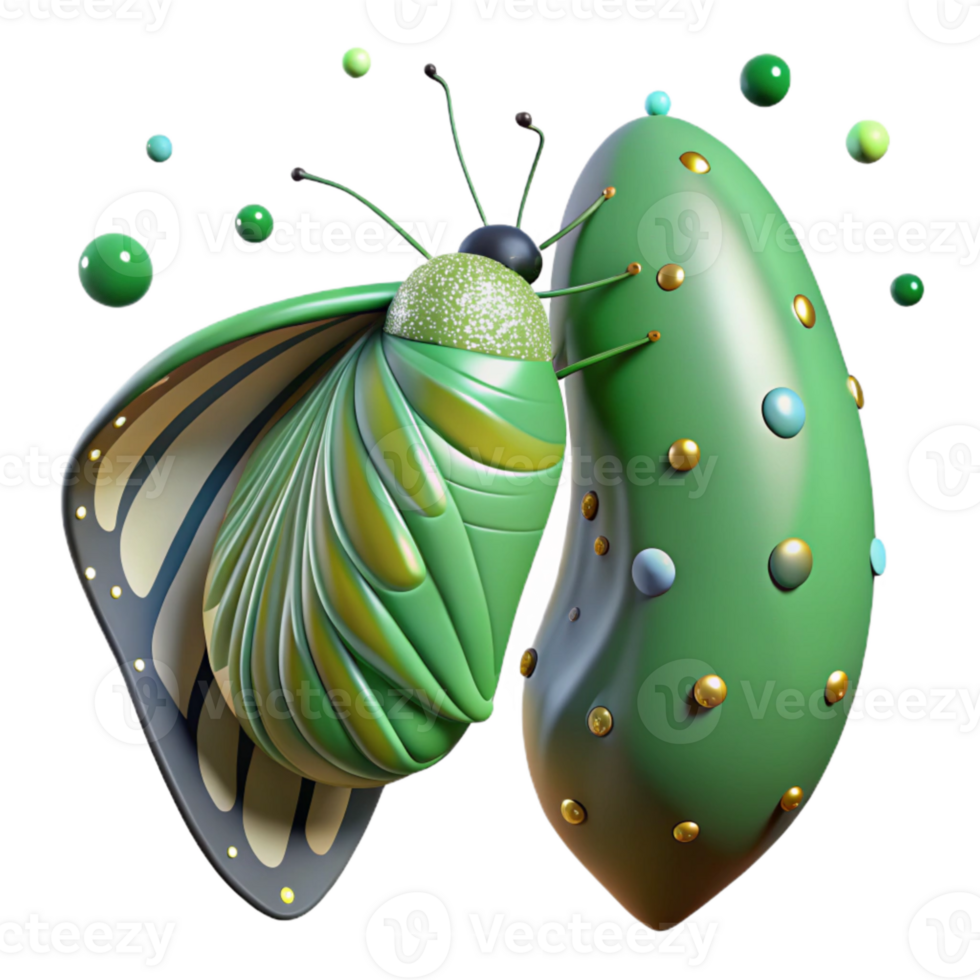 dramatic contemporary Emerging Butterfly Chrysalis Green Background Transparent Background premium png