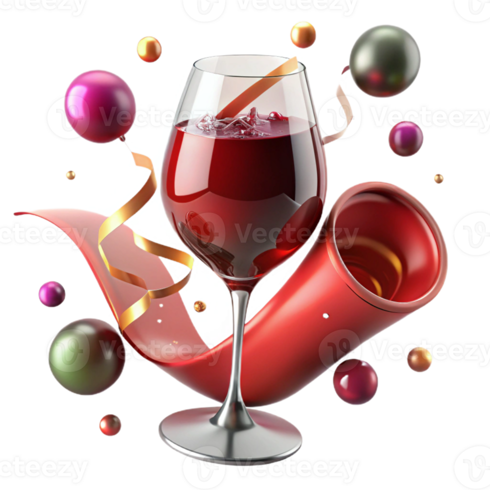 stunning vintage Deep Red Wine Glass with Transparent Background exclusive png