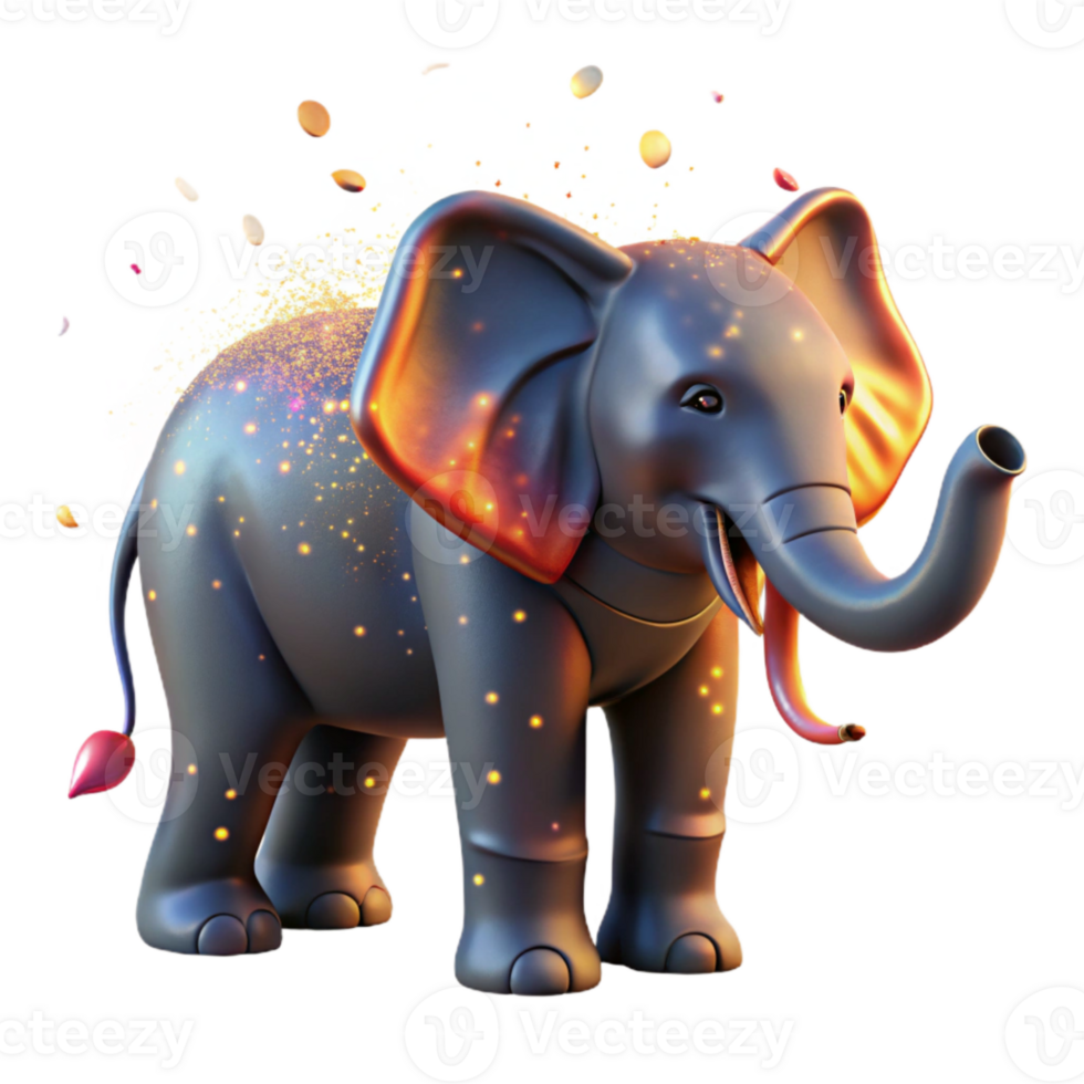 vibrant abstract Elephant Silhouette Sunset Glow Transparent Background premium png