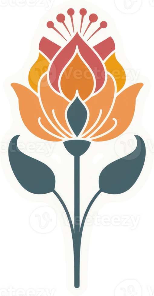 A vibrant stylized flower design with warm tones. png