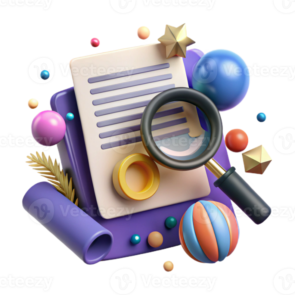 wonderful traditional Document Review Magnifying Glass and Paper Cutout exclusive png