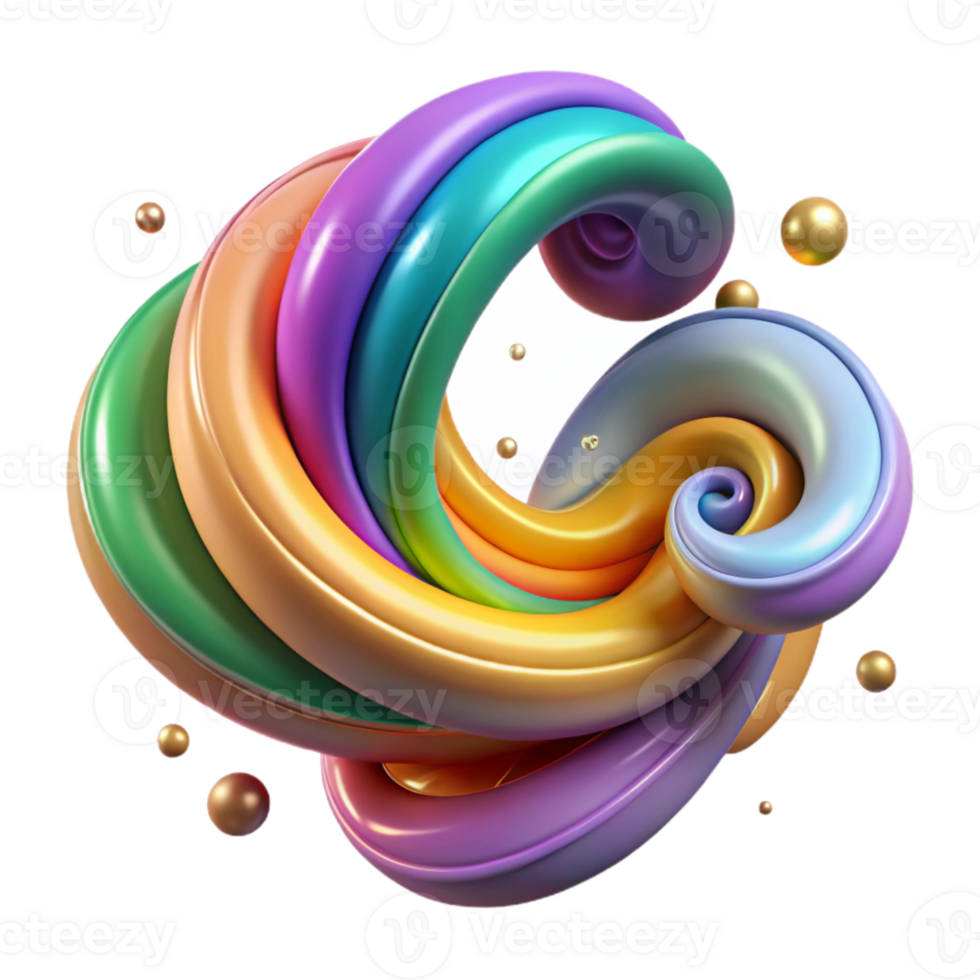 beautiful contemporary Colorful Abstract Swirls Isolated on Transparent Background high quality png