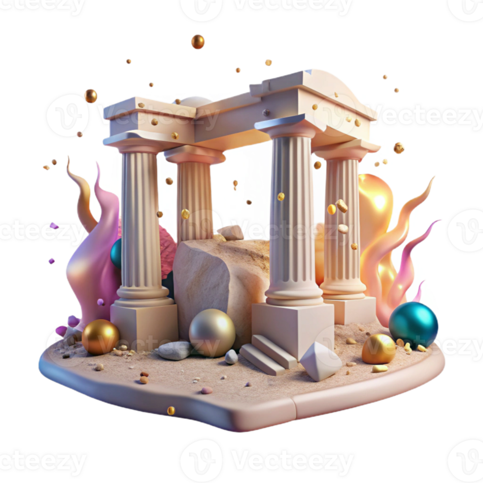 dramatic creative Ancient Ruins Cutout with Dramatic Lighting Isolated png
