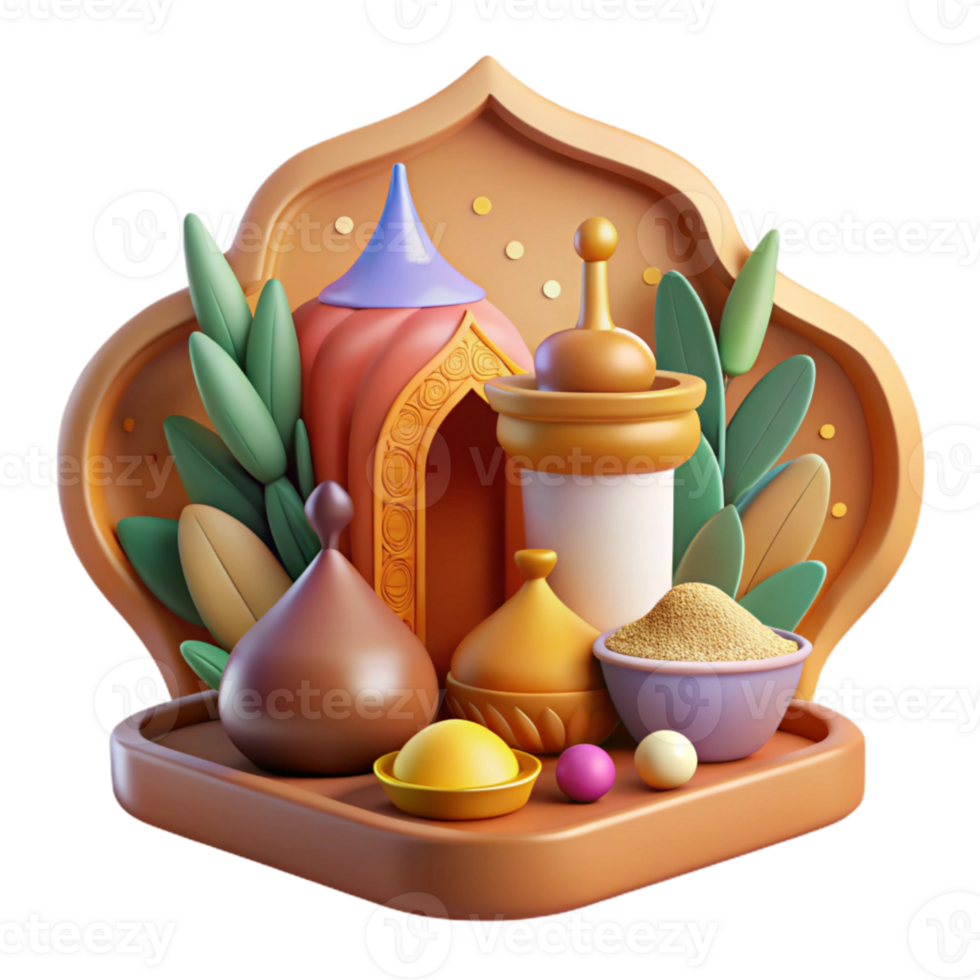 wonderful rustic Colorful Illustration of a Spice Market Cutout genuine png