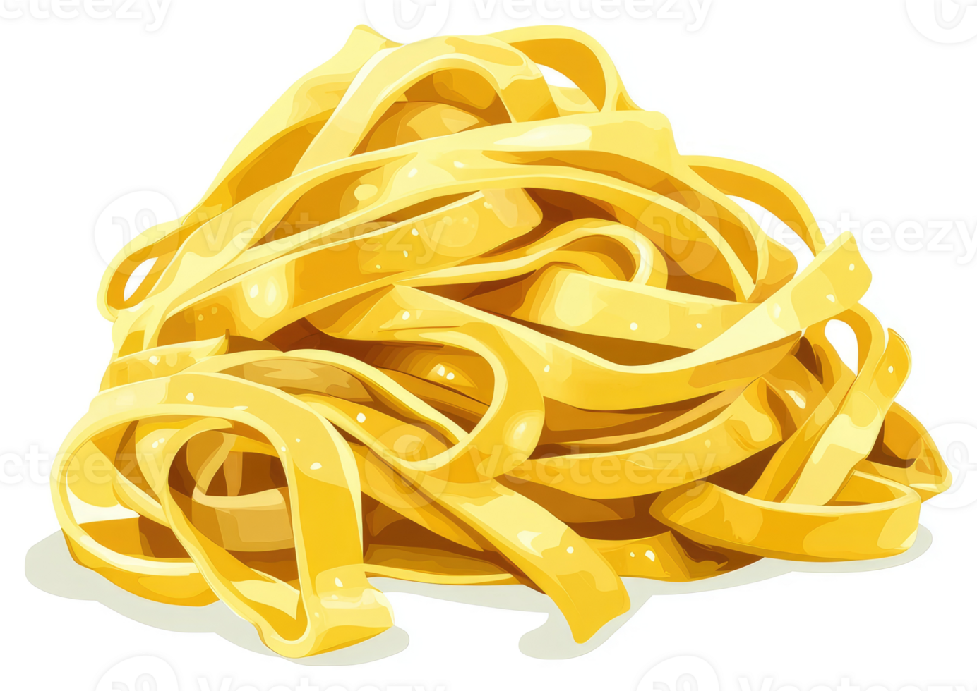 A pile of vibrant yellow pasta ribbons. png