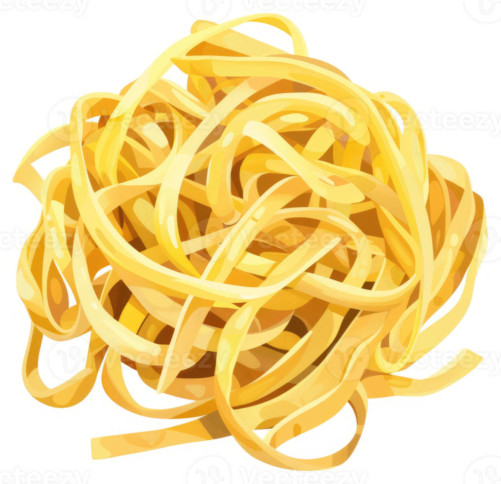 A vibrant heap of cooked yellow pasta strands. png