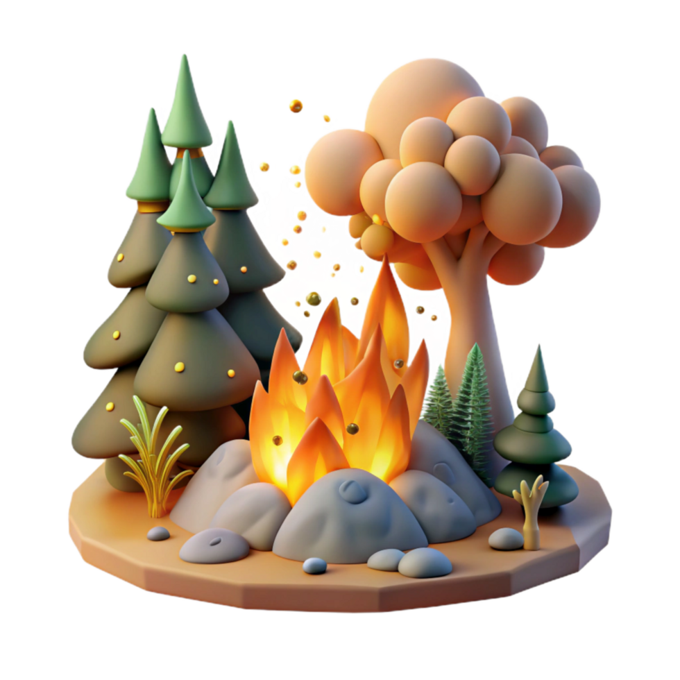 impressive minimalist Forest Fire From Climate Change Isolated authentic png