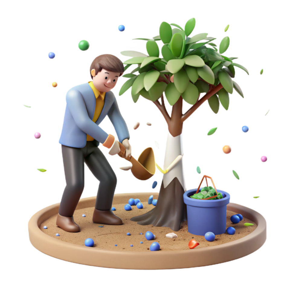 elegant modern Conservationist Planting Tree Cutout authentic png