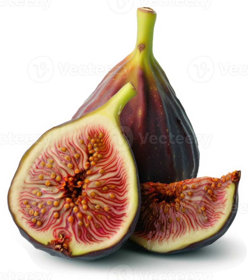 Fresh figs sliced, showcasing the vibrant interior. png