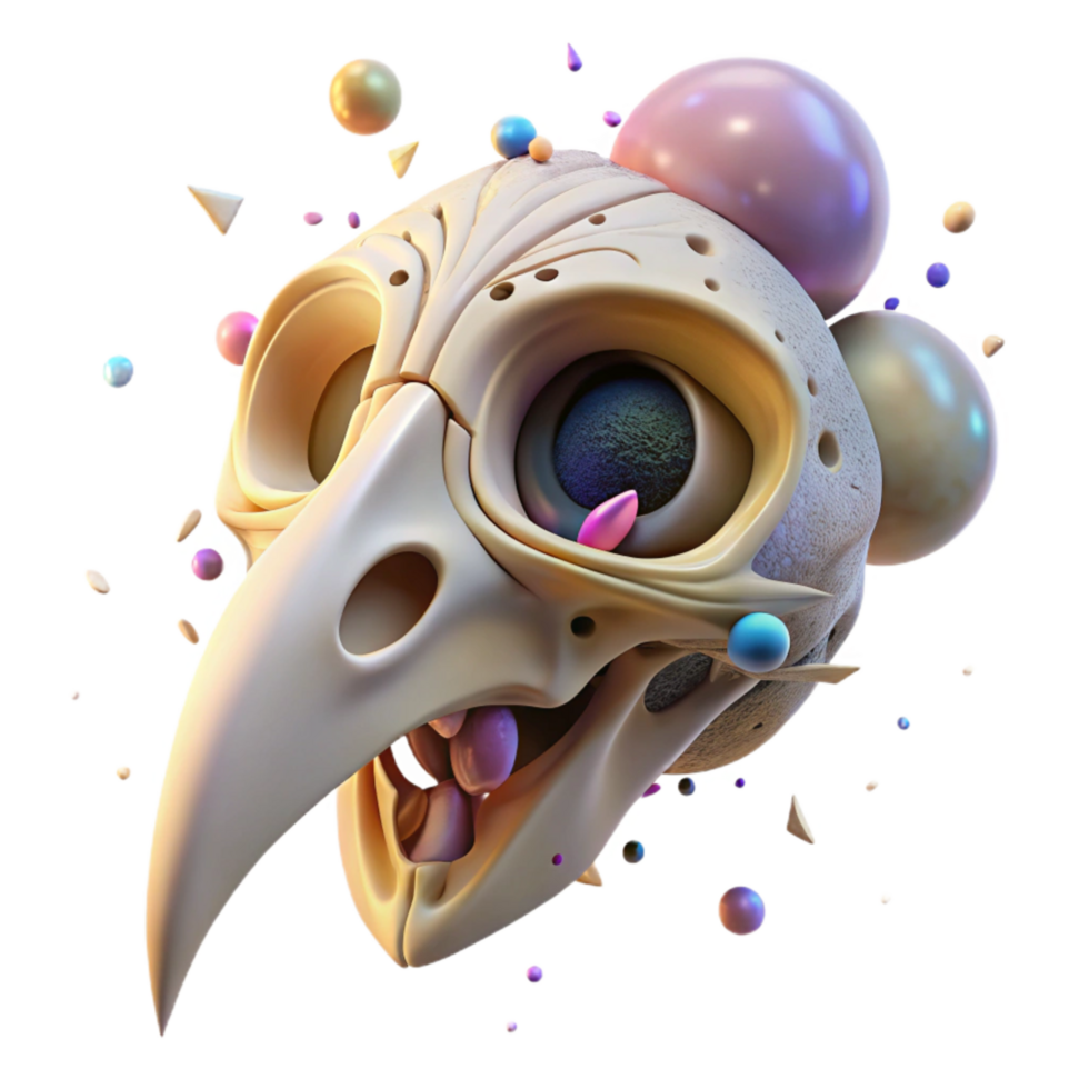 vibrant modern Bird Skull Isolated with Detailed Bone Structure high quality png