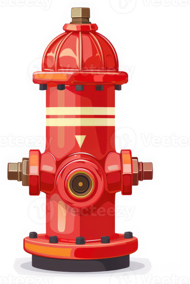 A vibrant red fire hydrant stands tall, ready for emergency use. png