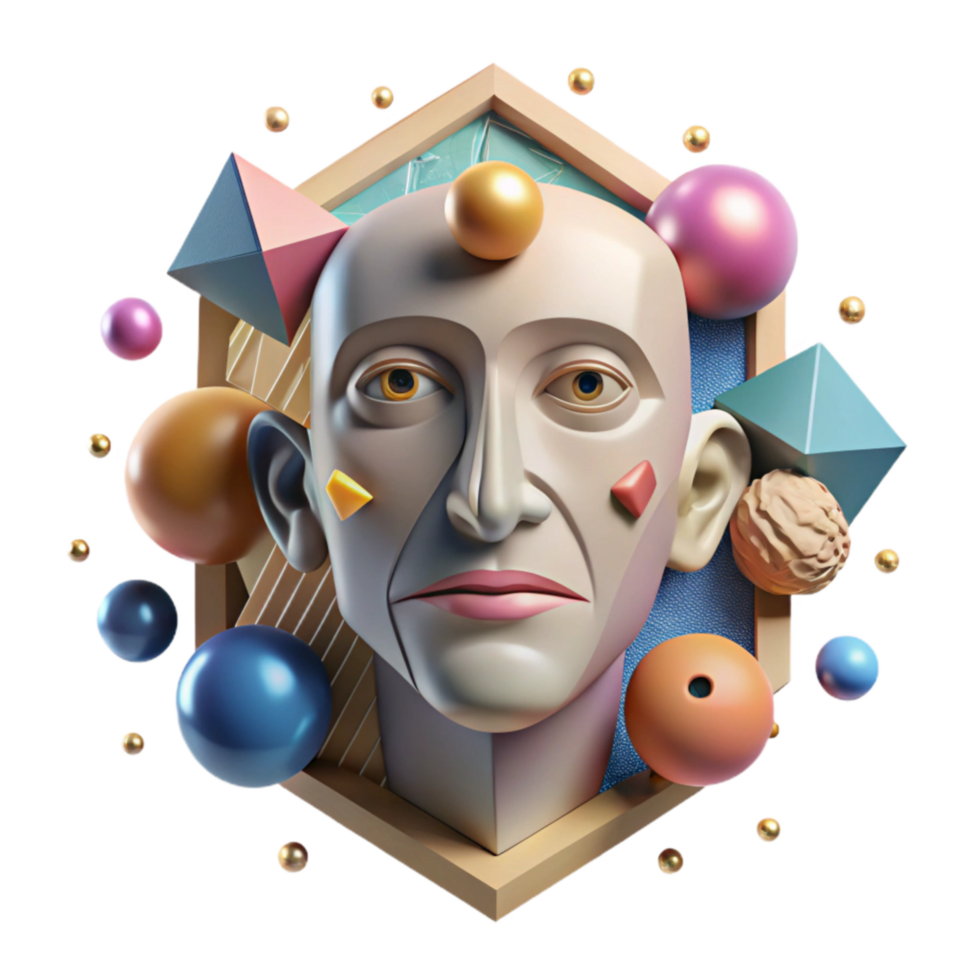 wonderful traditional Geometric Shapes Forming a Human Face Isolated Element png
