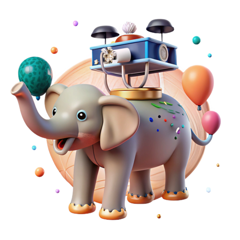dramatic contemporary Drone Capturing Elephant Calf Data Cutout premium png
