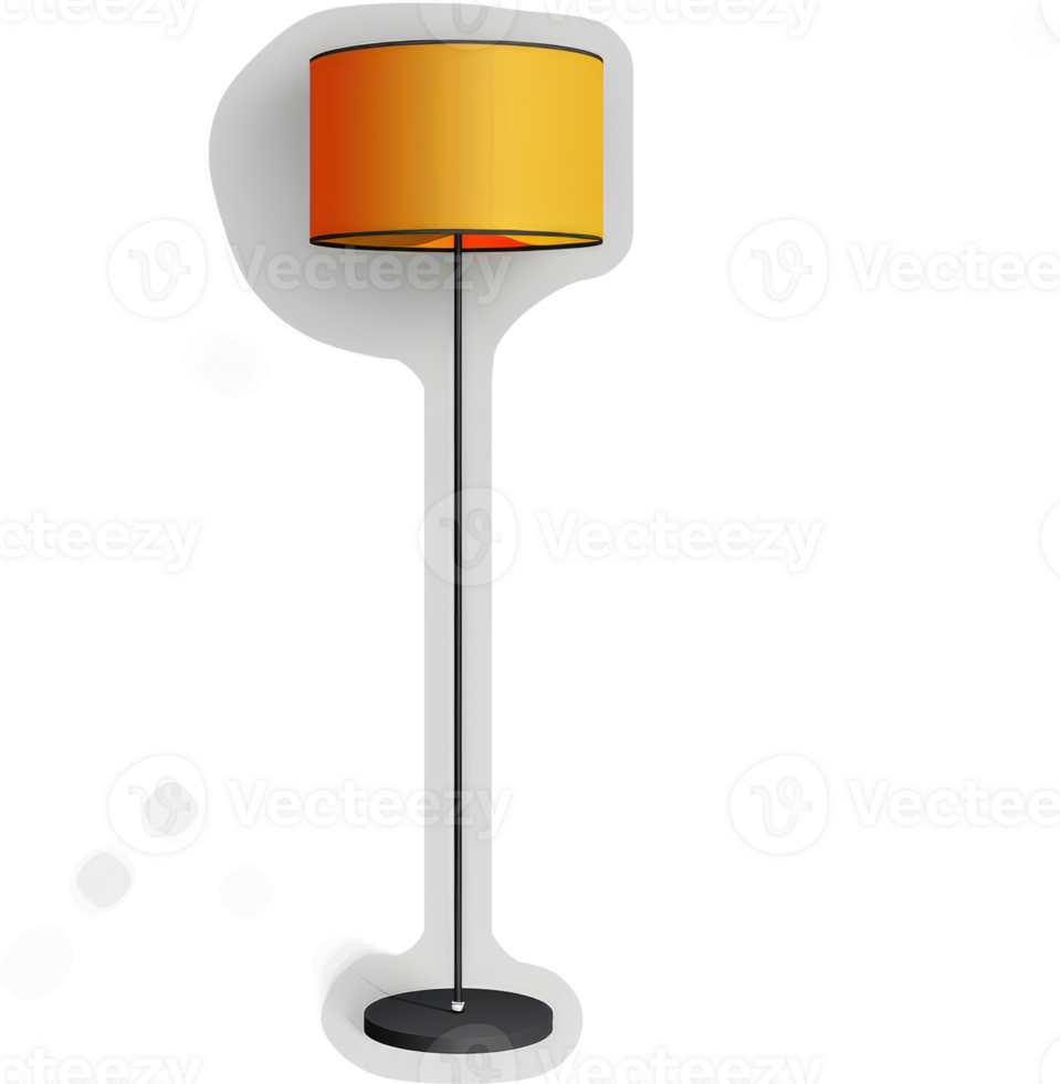 An orange and black floor lamp with a cylindrical shade. png