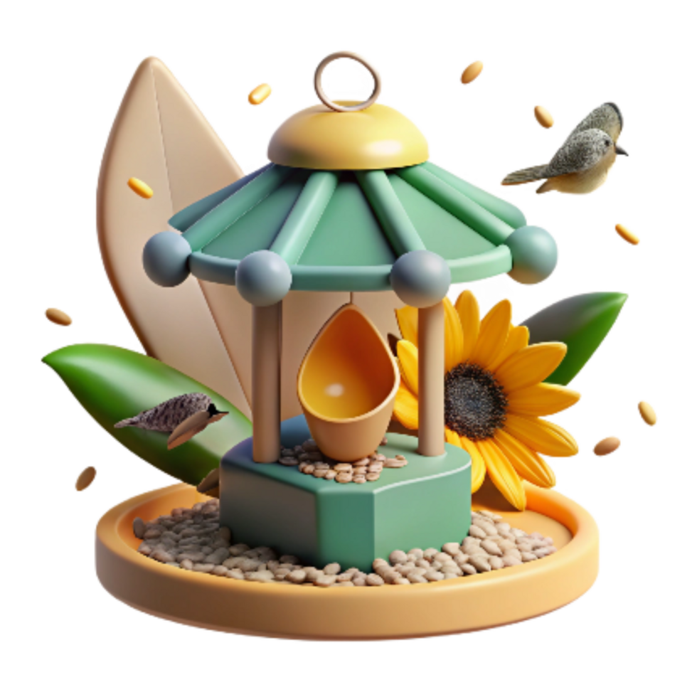 magnificent minimalist Bird Feeder with Sunflower Seeds Transparent Cutout original png
