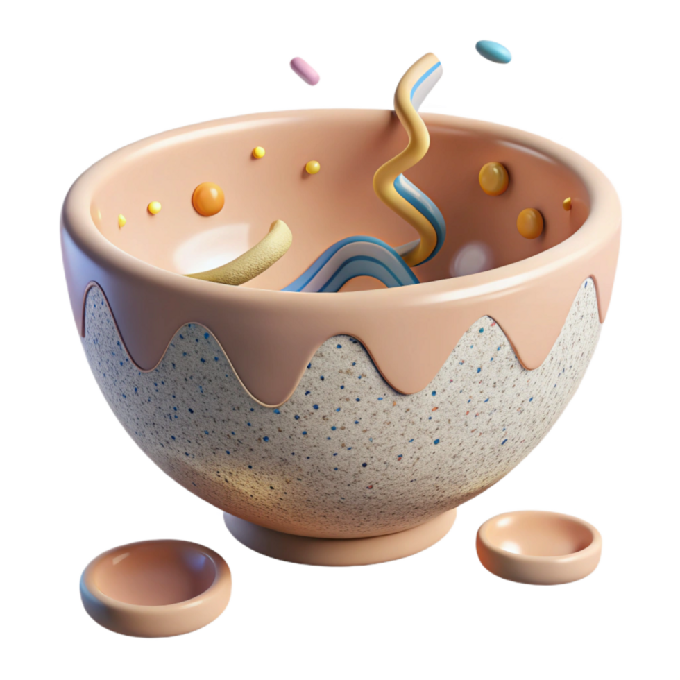 impressive artistic Ceramic Bowl with Hand-painted Decoration Isolated professional png
