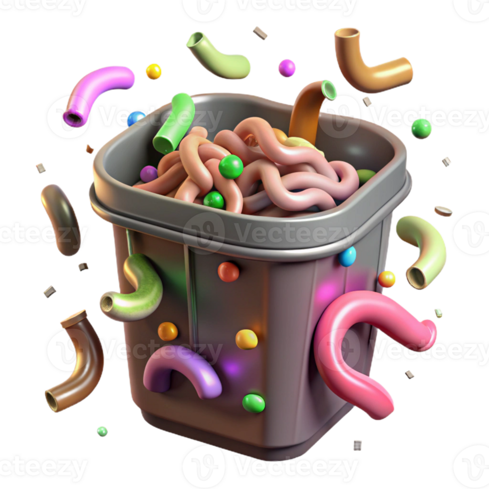vibrant modern Compost Bin with Worms Transparent Background exclusive png