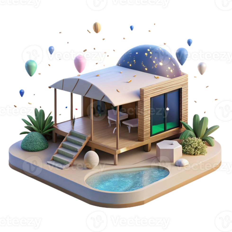 vibrant classic Eco Lodge with Ocean View Cutout Tranquil Setting original png