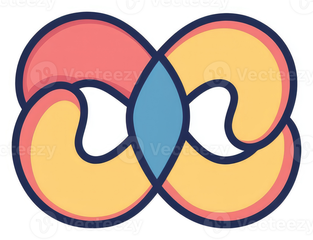 A stylized infinity symbol with overlapping, flowing shapes in pastel colors. png