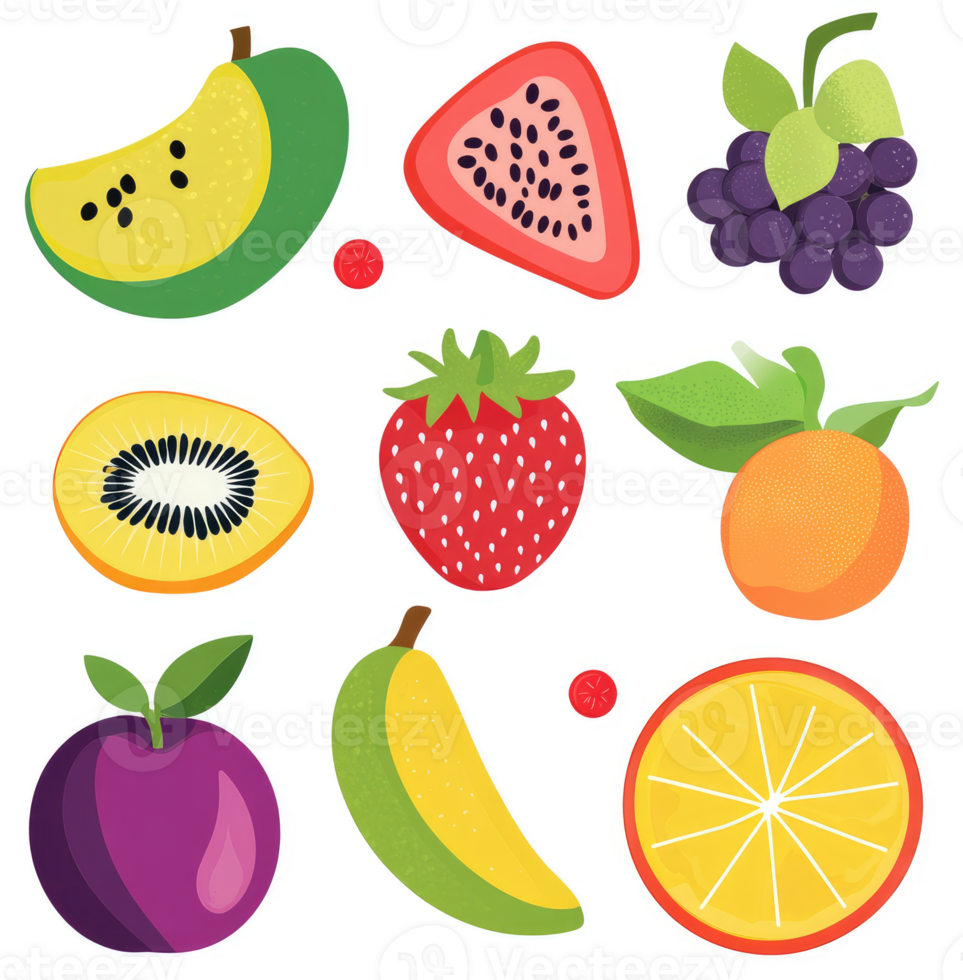 A colorful collection of various fresh fruits. png