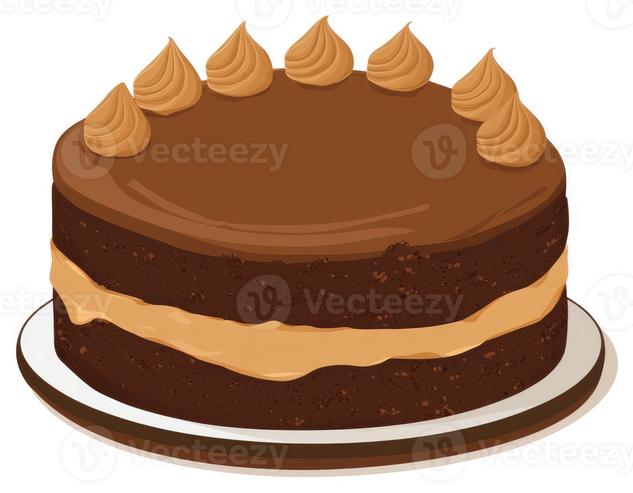 A delicious chocolate cake with caramel frosting. png