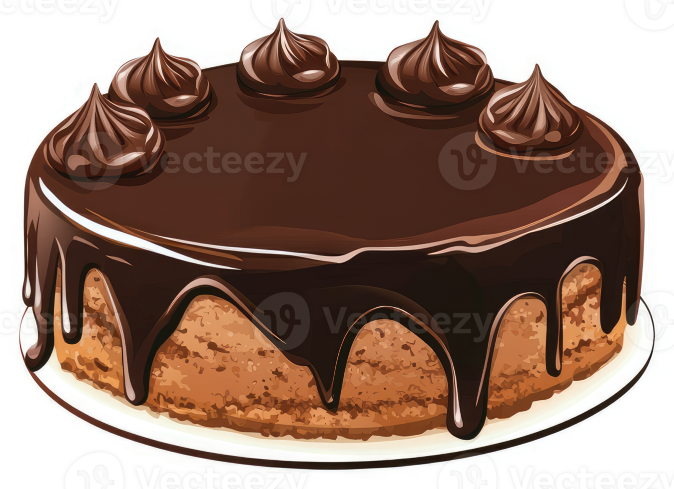 A decadent chocolate cake with rich, drizzled frosting. png