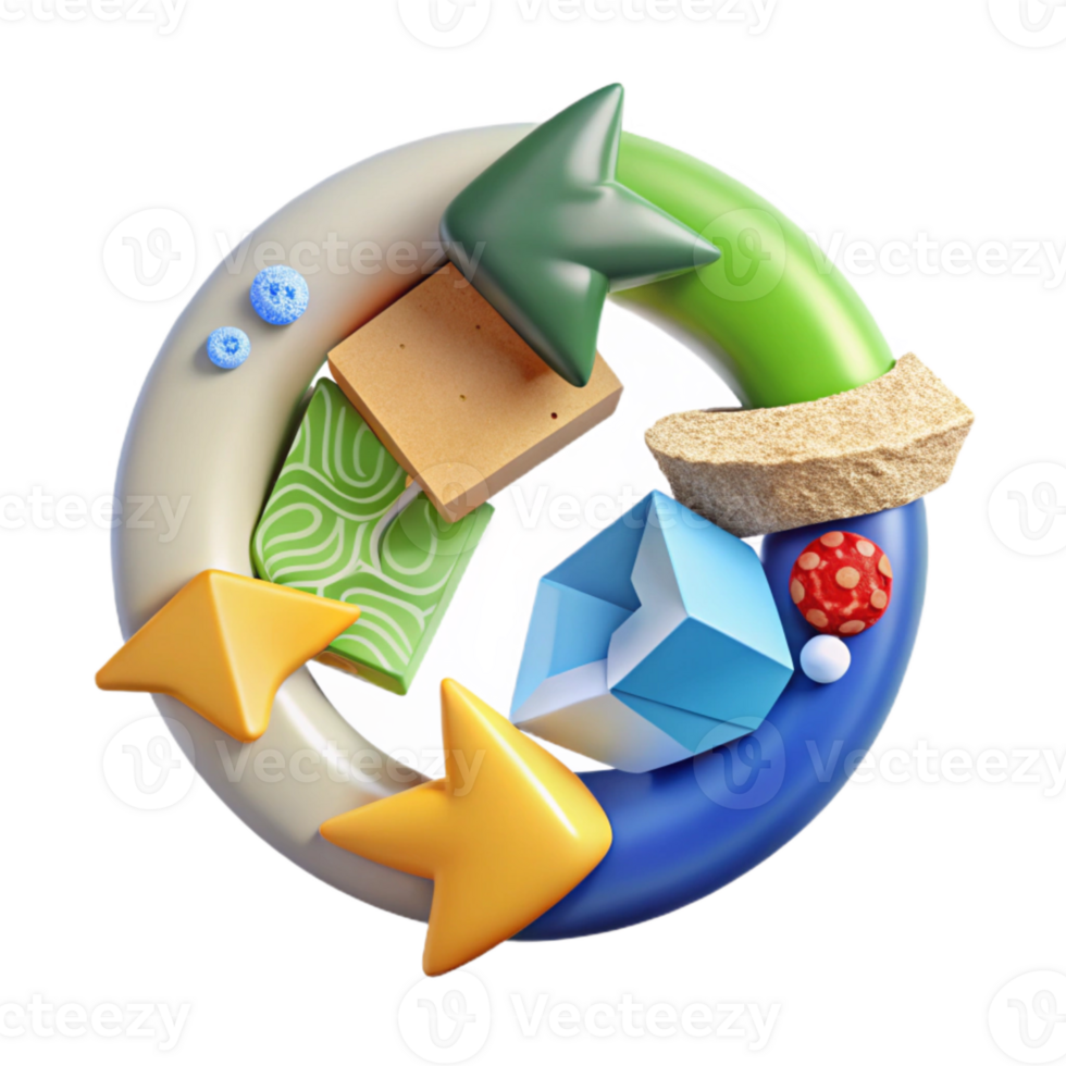 extraordinary classic Circular Economy Diagram with Arrows Transparent Background high resolution png