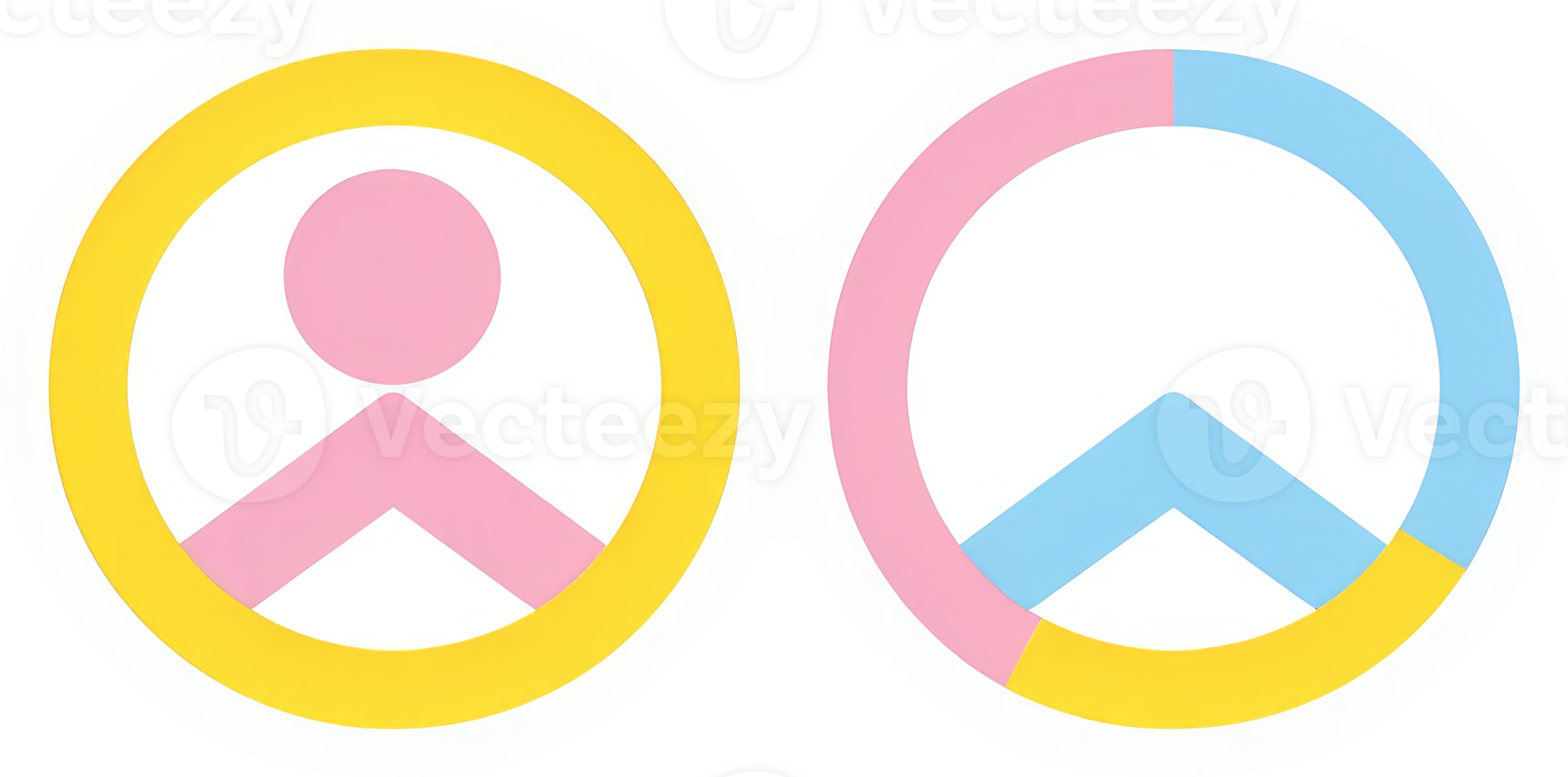 Two circular graphic representations of gender identity, divided into segments. png