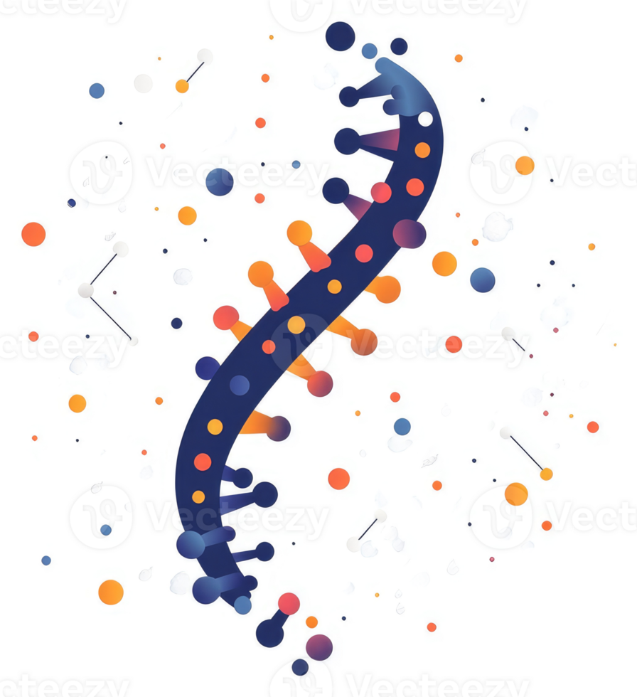 A visual representation of dna structure with surrounding molecules. png