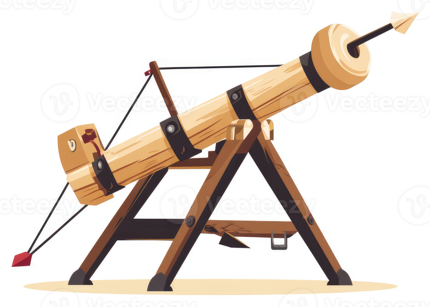 A medieval wooden trebuchet for launching projectiles. png