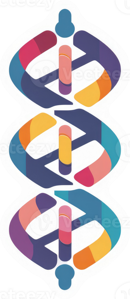 Colorful stylized double helix dna graphic design. png