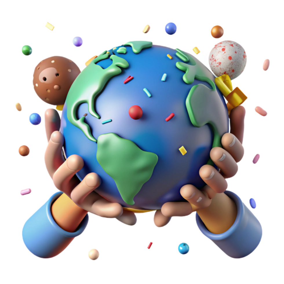 beautiful abstract Diverse Hands Holding Earth Globe Transparent high resolution png
