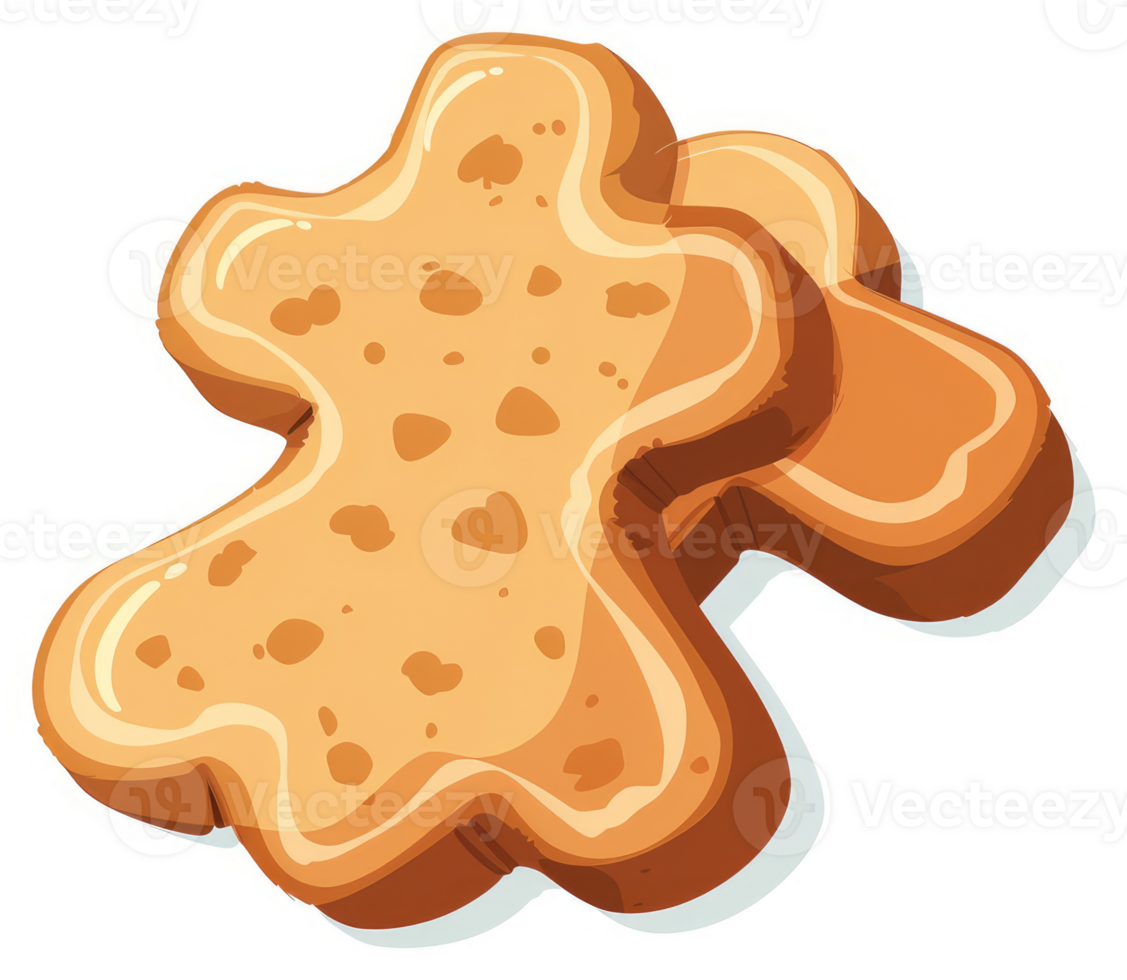 Two slices of shaped bread, resembling a bear. png