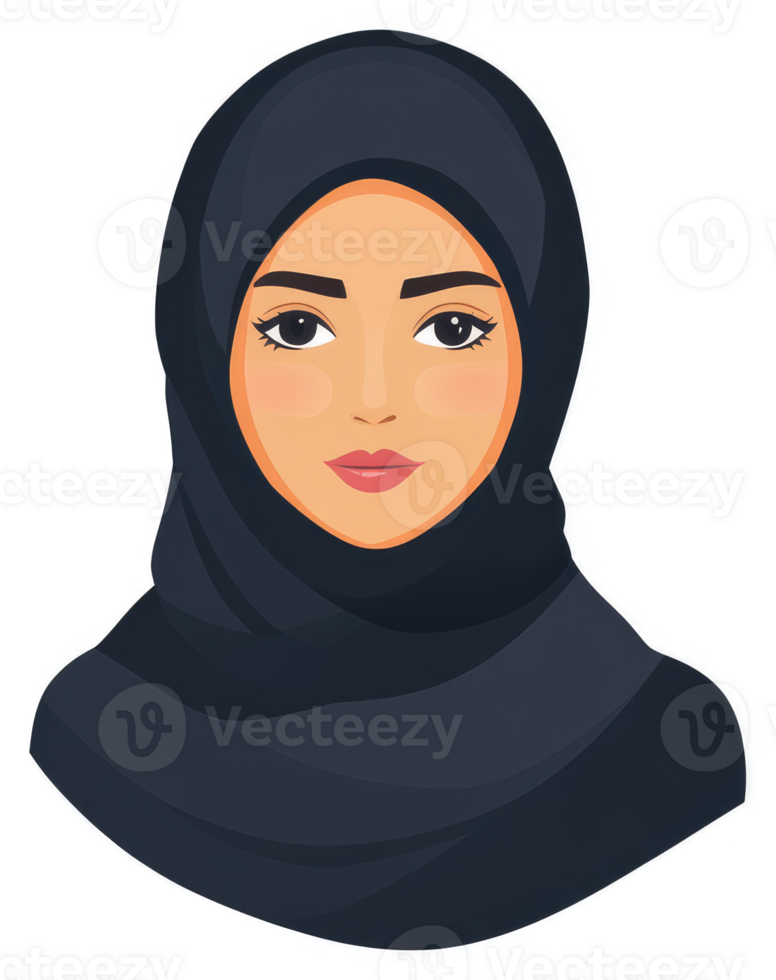 A woman wearing a traditional islamic hijab. png