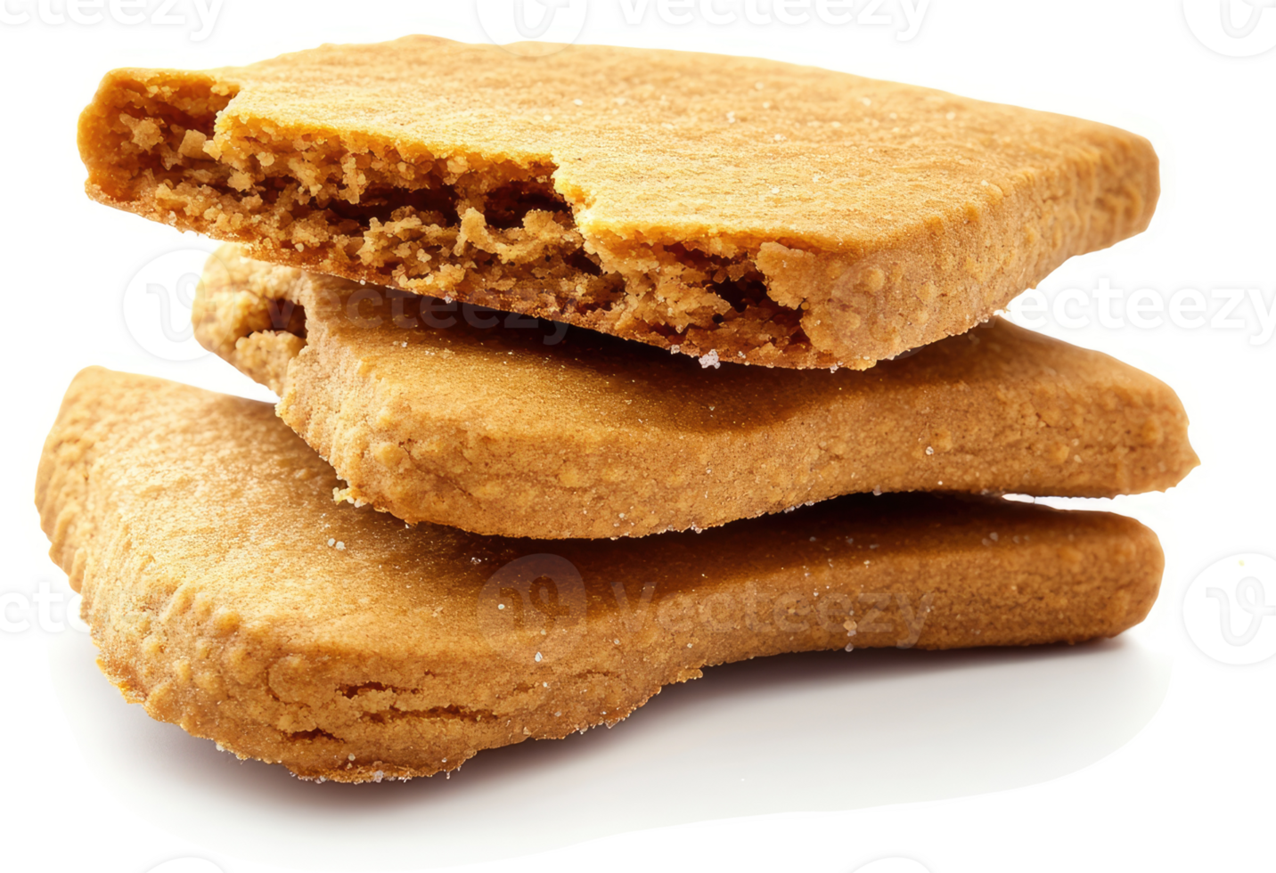 A stack of warm, golden brown, crispy shortbread cookies. png