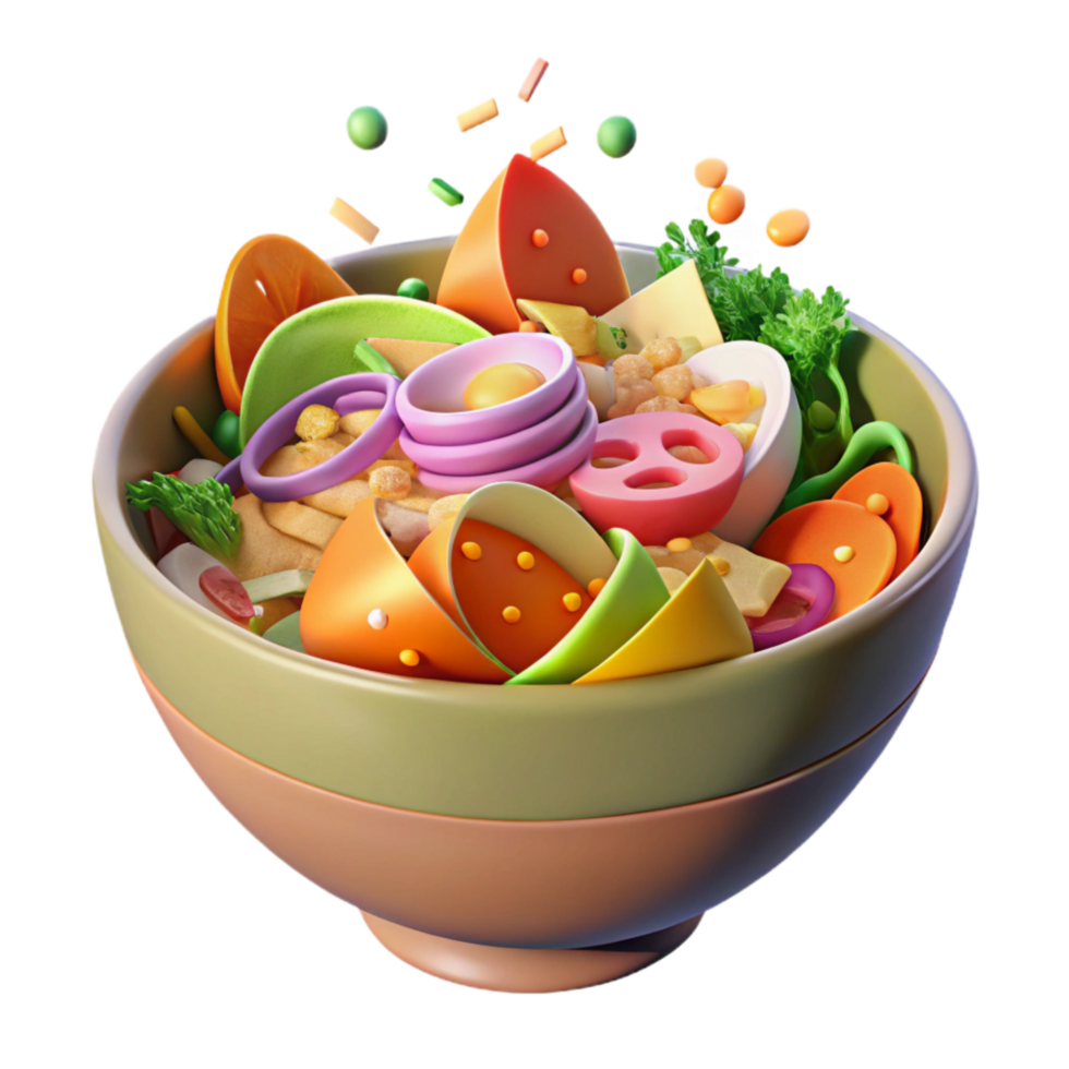 serene rustic Bowl of Colorful Salad with Dressing Transparent Background professional png
