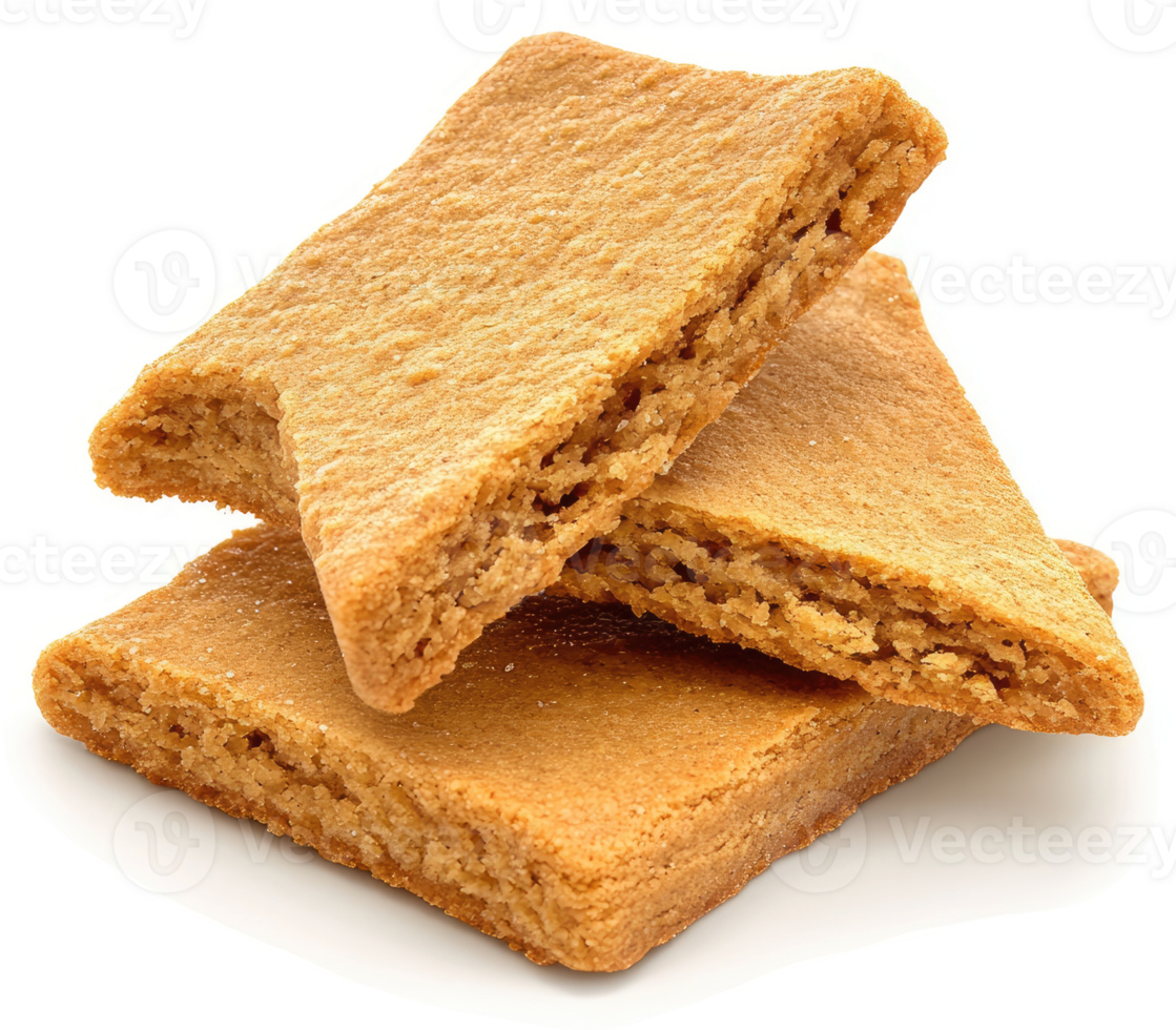 Stacked, golden-brown, crispy shortbread cookies. png