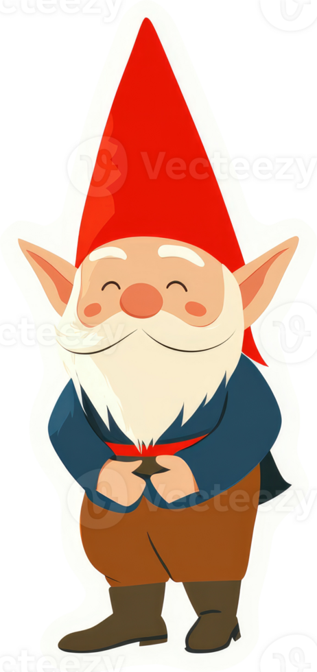 A cheerful gnome wearing a red cap, with a happy expression. png