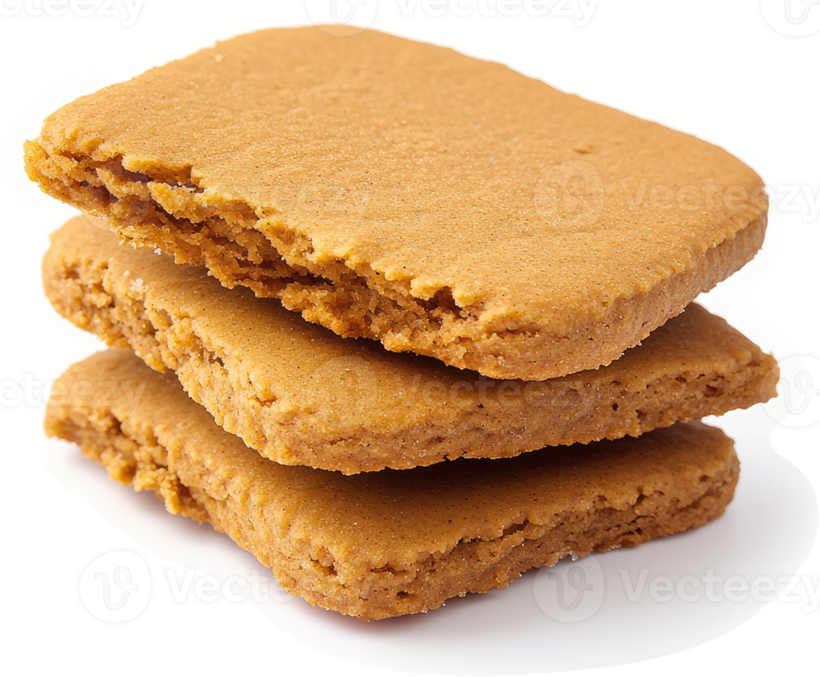 Stack of crispy, golden brown gingerbread cookies. png
