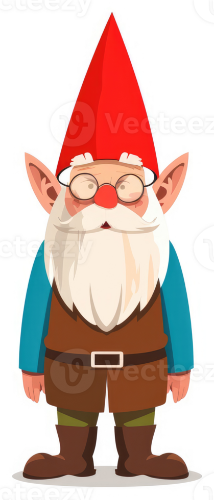 A cartoon illustration of a friendly gnome with a red pointed hat. png
