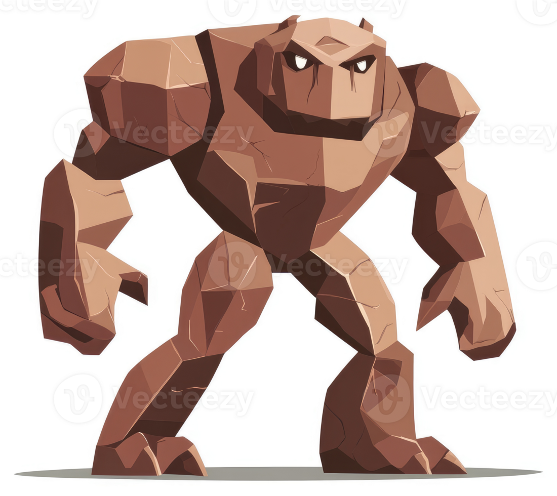 A formidable stone giant, composed of rough, textured rock. png
