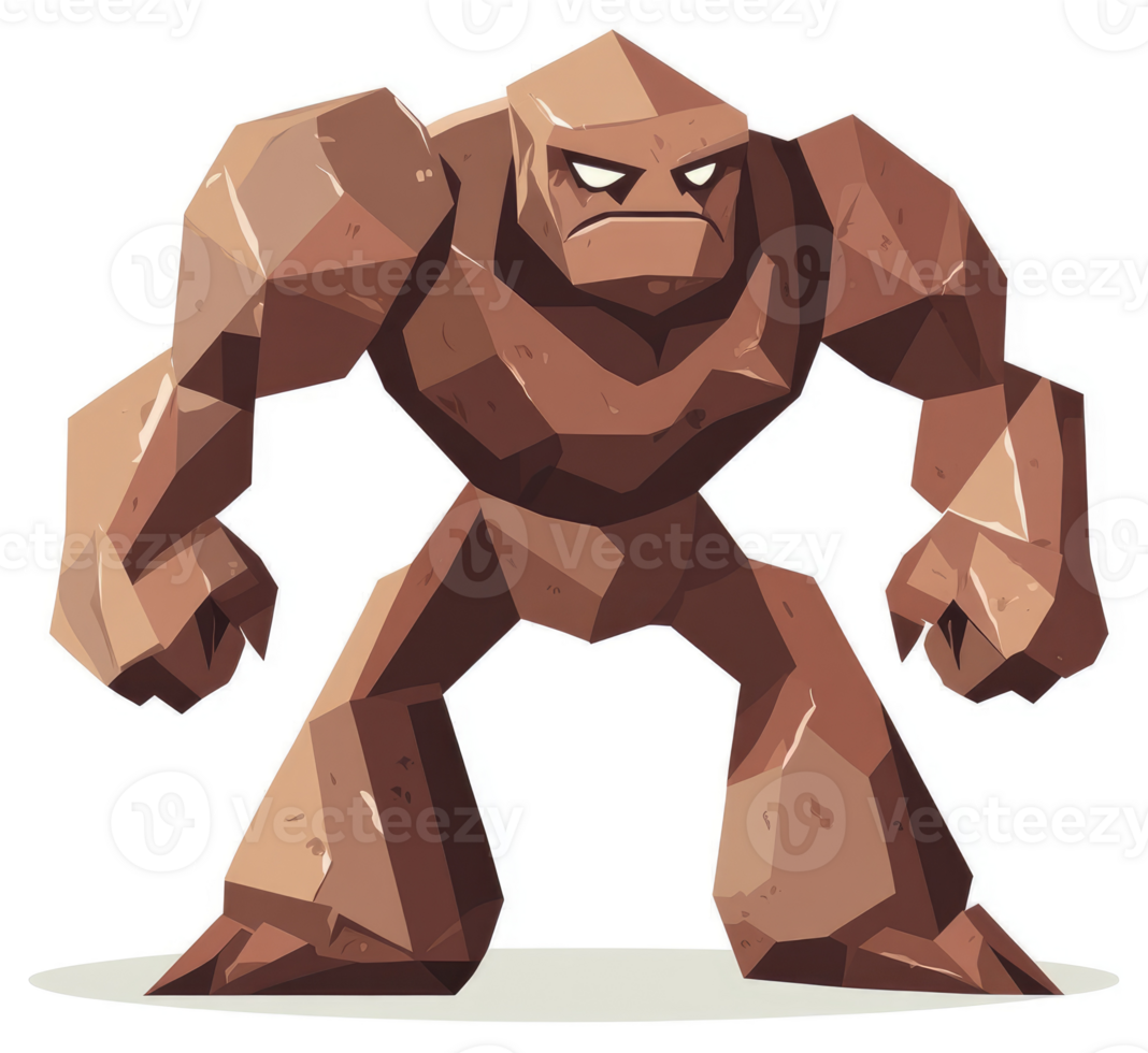 A formidable, stone-like creature with an angry expression. png