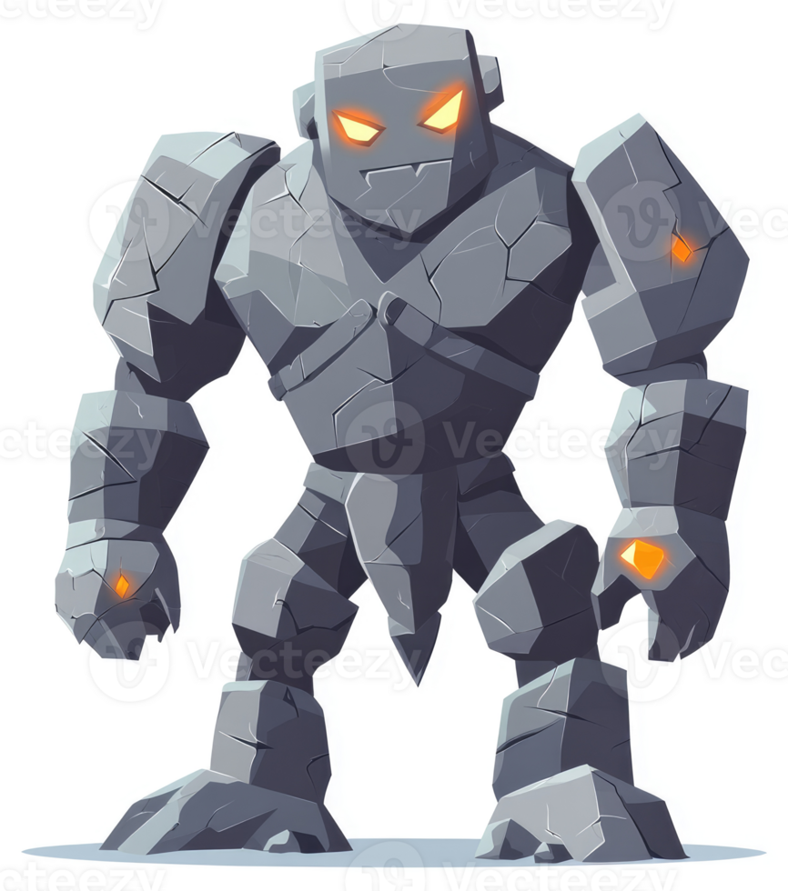 A cartoon illustration of a powerful stone giant. png