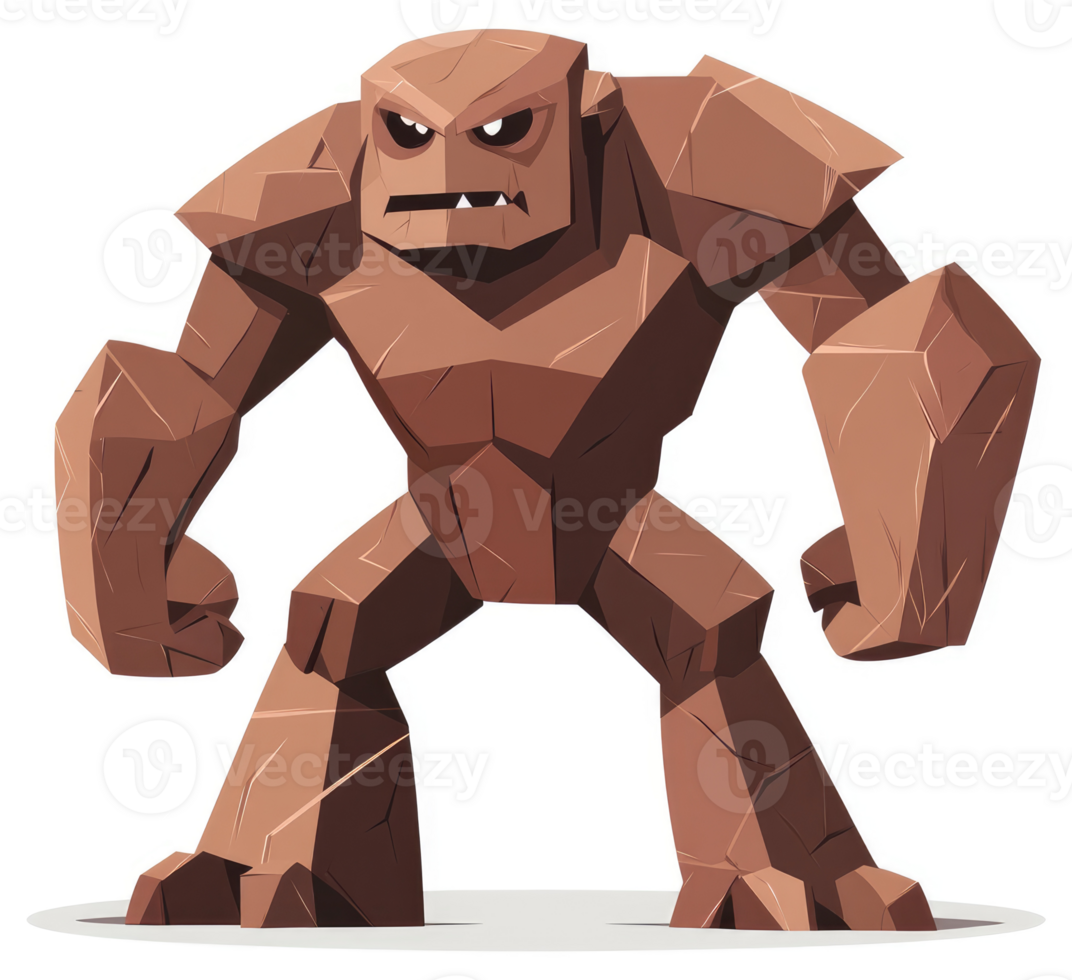 A cartoon illustration of a large, imposing, rocky creature. png